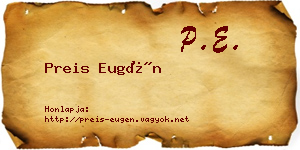 Preis Eugén névjegykártya